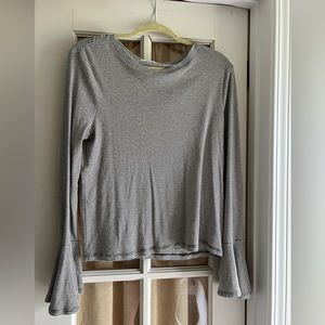 size L,black and white striped long sleeve shirt with bell sleeves & never worn